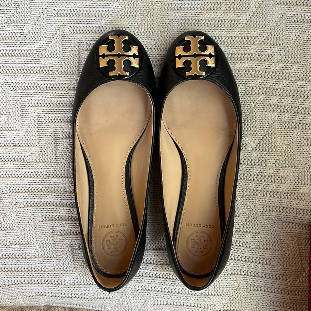 Tory Burch claire ballet flats black leather size 6.5